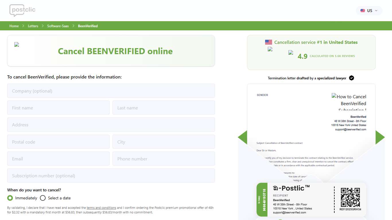 How to Cancel BeenVerified Subscription Postclic
